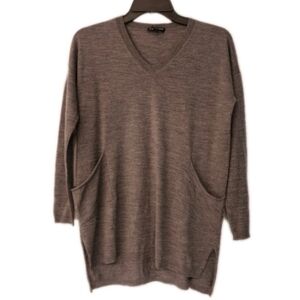 EILEEN Fisher Merino Wool Slouchy Sweater Petite In Dark Heather Gray Sz 2P-4P